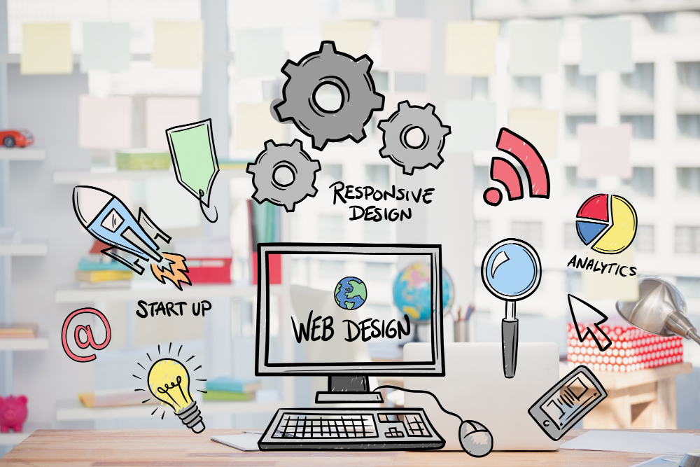 A imagem mostra uma ilustração sobre criação de sites.
