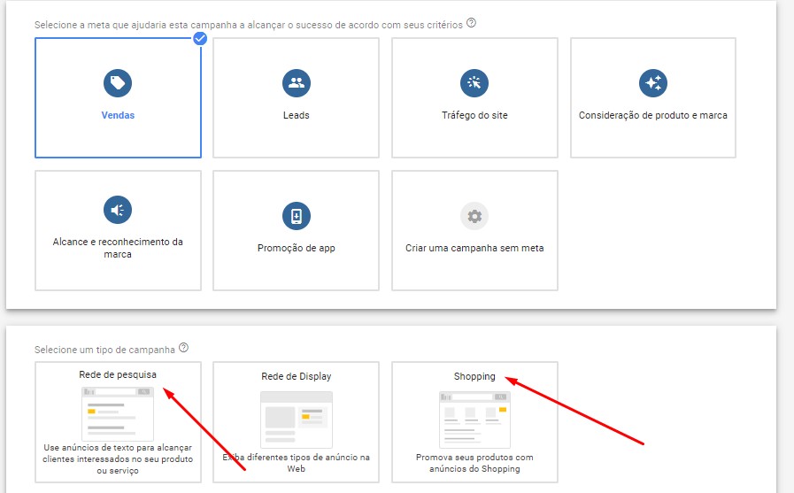 Campanha de rede de pesquisa no Google Ads