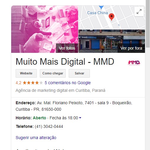 Ficha do Google Meu Negócio