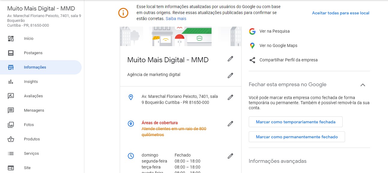Perfil de Negócio - Google Meu Negócio